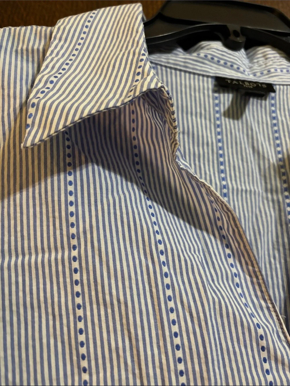 Talbots Blue and White Striped Popover Shirt - Picture 5 of 9